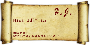 Hidi Júlia névjegykártya