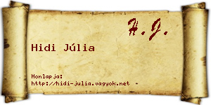 Hidi Júlia névjegykártya